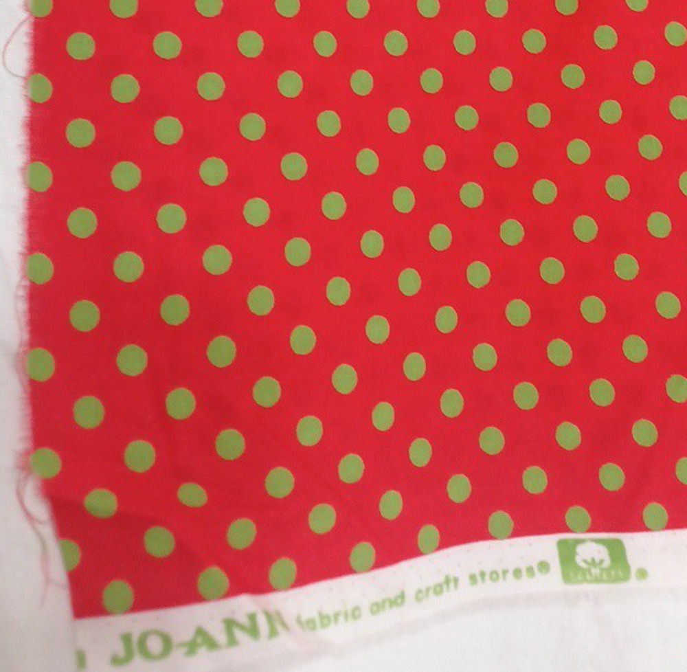 Jo-Ann Red Green Dot Cotton Sewing Craft Fabric 1 Pc 28" x 40" Retired